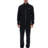 Veste Roman noire à fermeture éclair intégrale avec bande décorative
