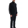 Veste Roman noire à fermeture éclair intégrale avec bande décorative