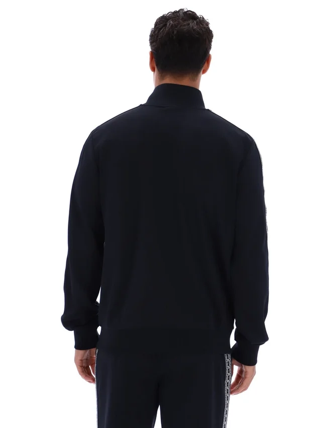 Veste Roman noire à fermeture éclair intégrale avec bande décorative
