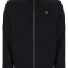 Veste Roman noire à fermeture éclair intégrale avec bande décorative